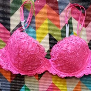Hot pink VS PINK lightly lined demi bra